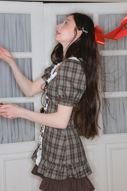 Lace Bubble Sleeve Dress