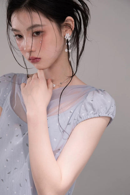 Misty Blue Ruffled Dress