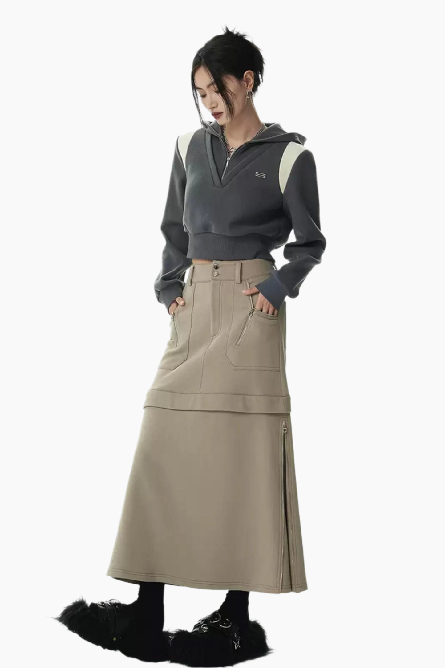 Commuter Zipper Slit Skirt