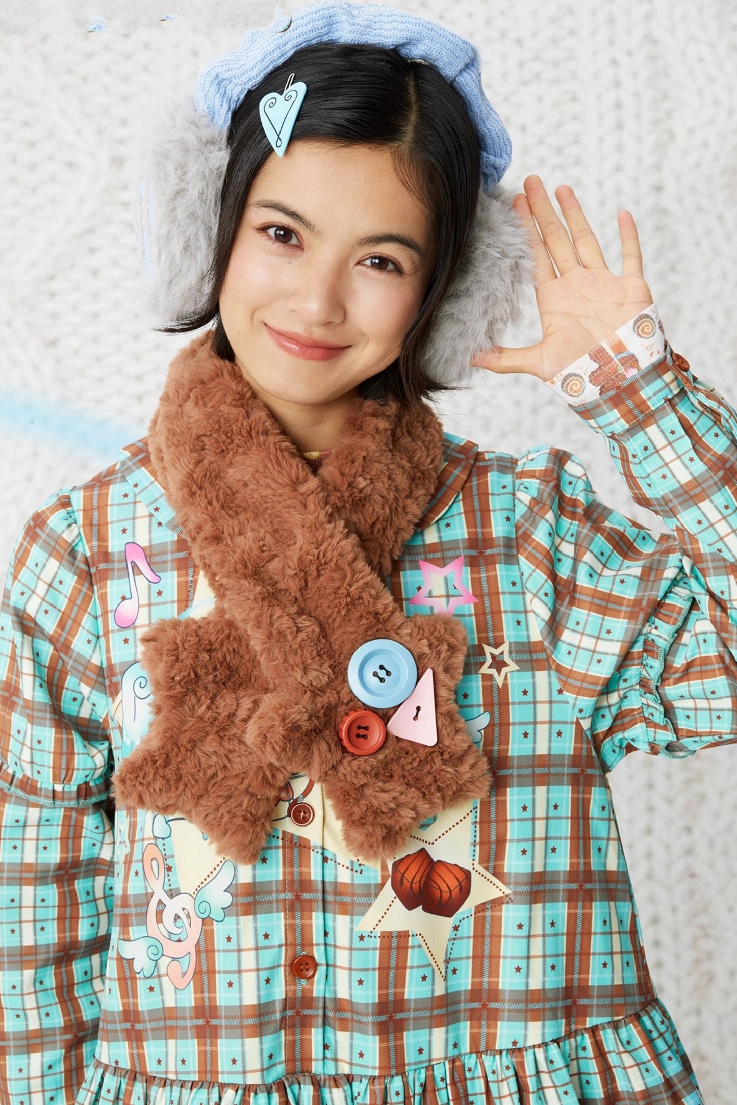 Y2K Plush Two-Tone Scarf