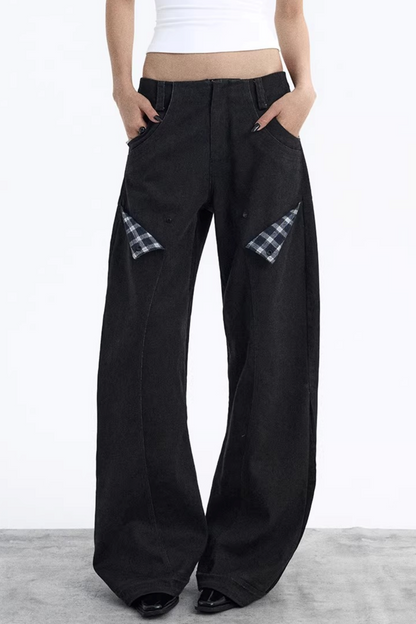 Dekonstruktierte Matte Schwarze Karohose