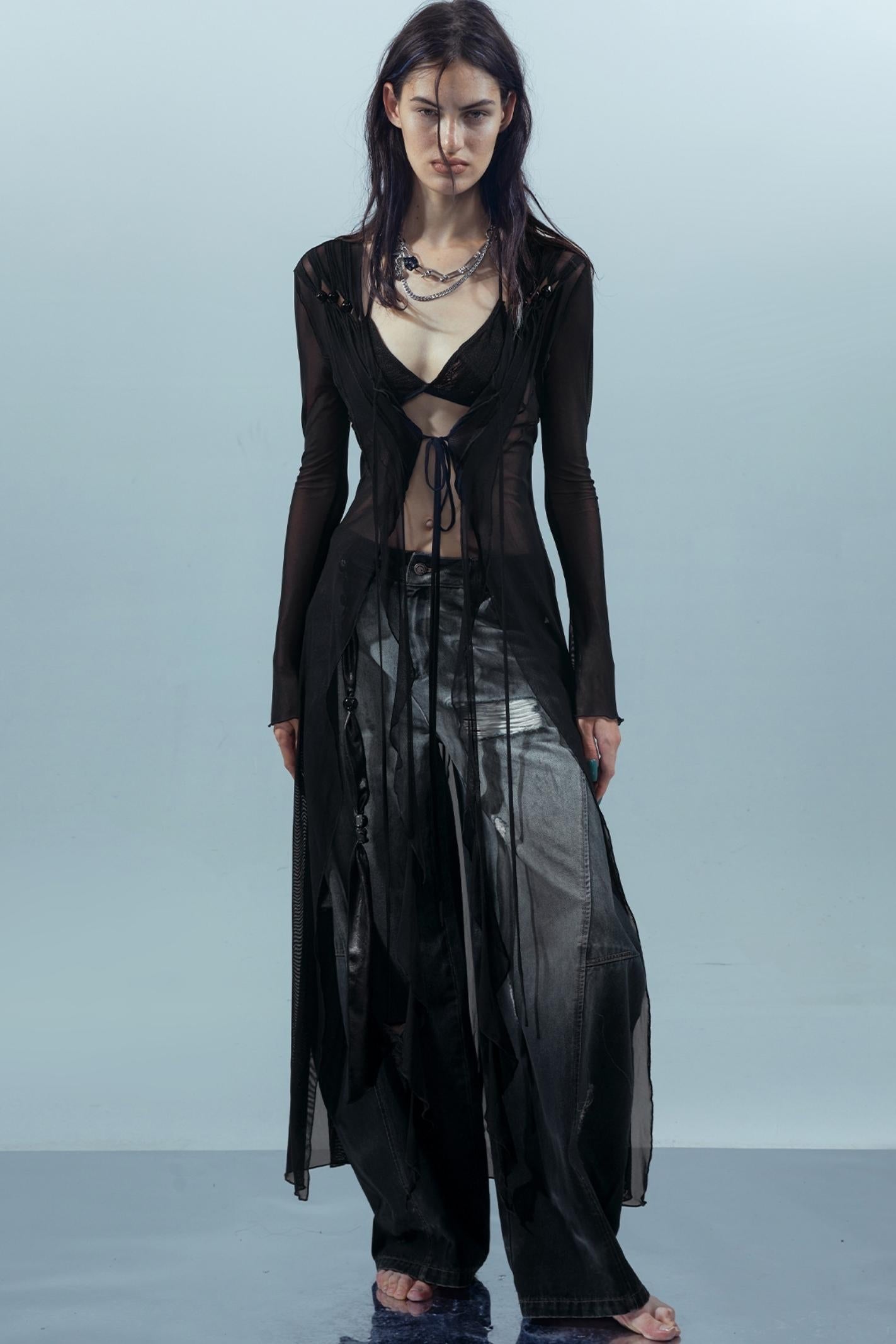 Dreams Beaded Mesh Cardigan