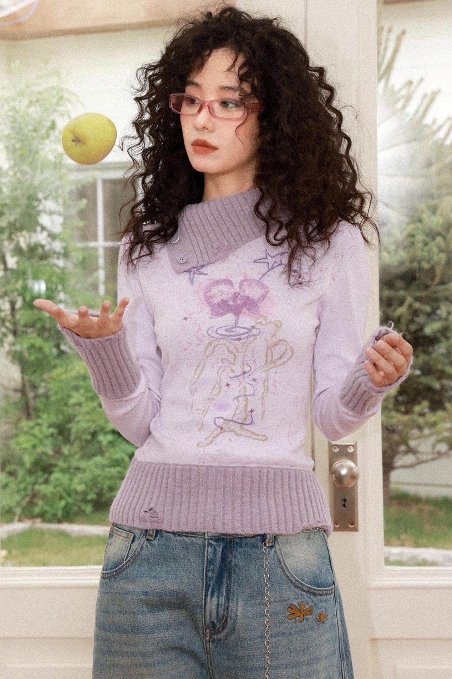 Flowers in Bloom Purple Sweater
