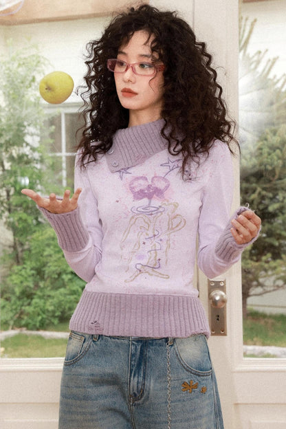 Flowers in Bloom Purple Sweater