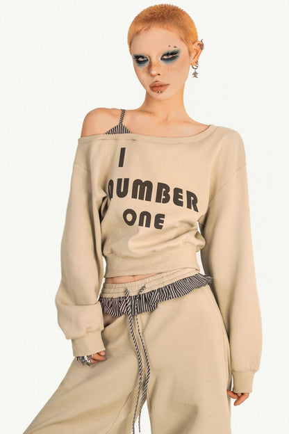 Slanted Shoulder Wide-Leg Pants Set-Up