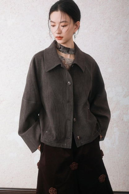 Patchwork Velvet-Feel Jacket