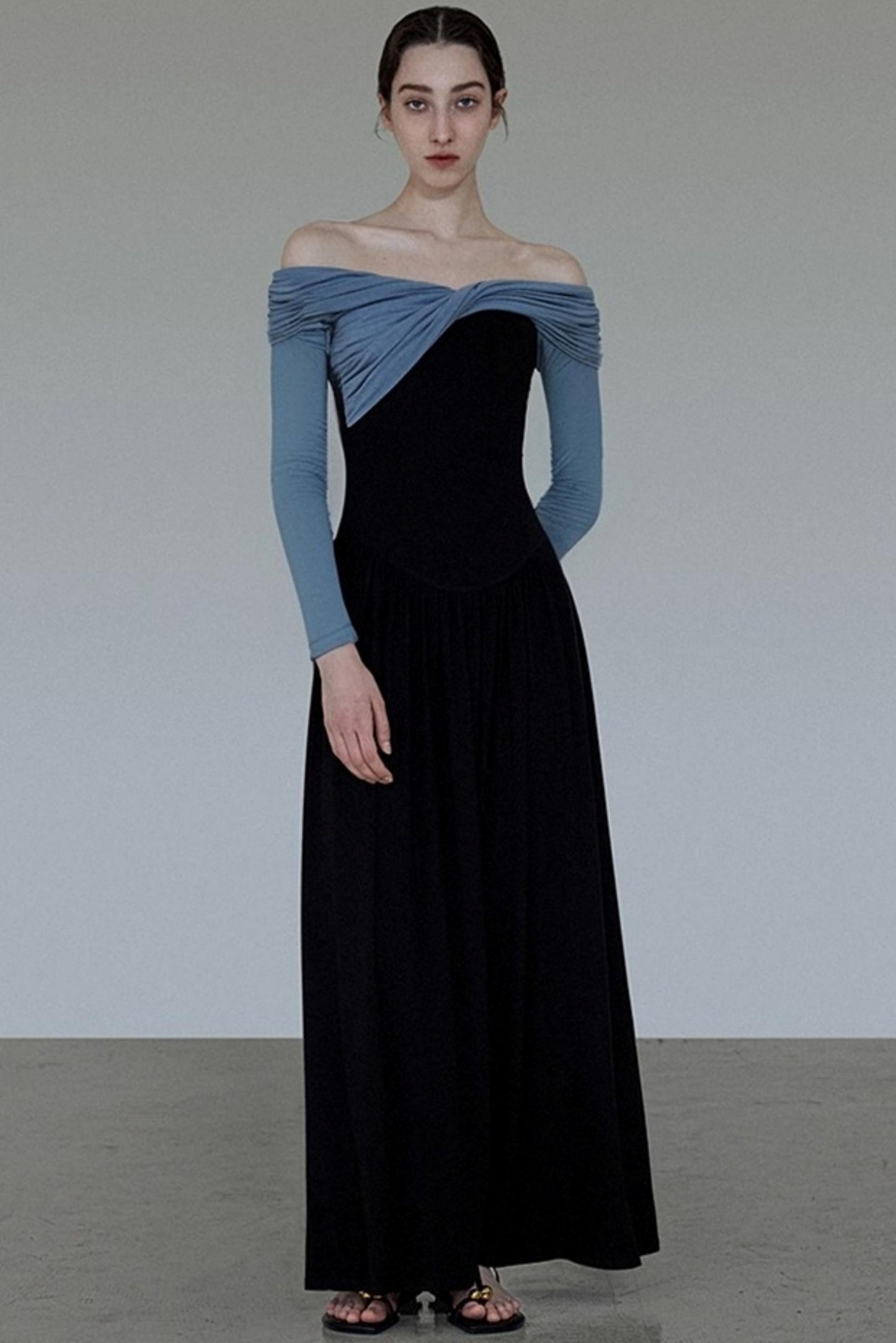 French Autumn One-Shoulder Knitted Dress