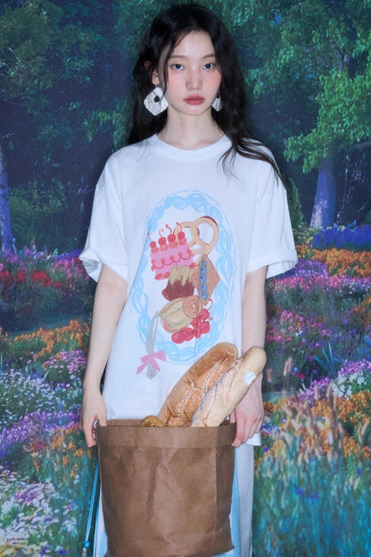 Hand-Painted Crewneck Cotton T-Shirt