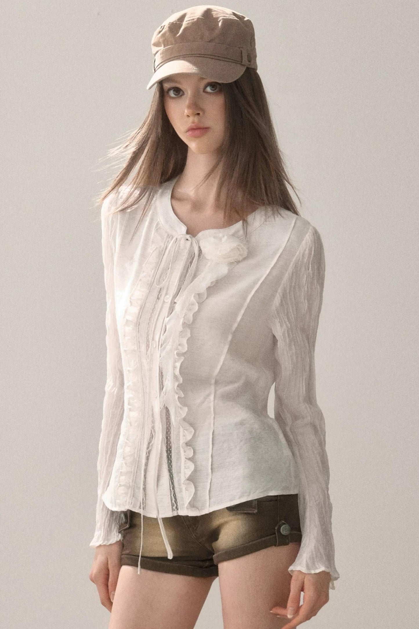 Ruffled Vintage White Shirt