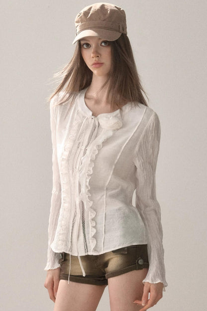 Ruffled Vintage White Shirt