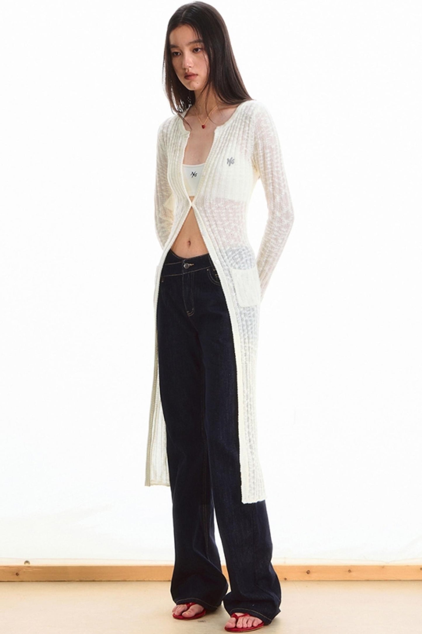 Pearl White Casual Knit Cardigan