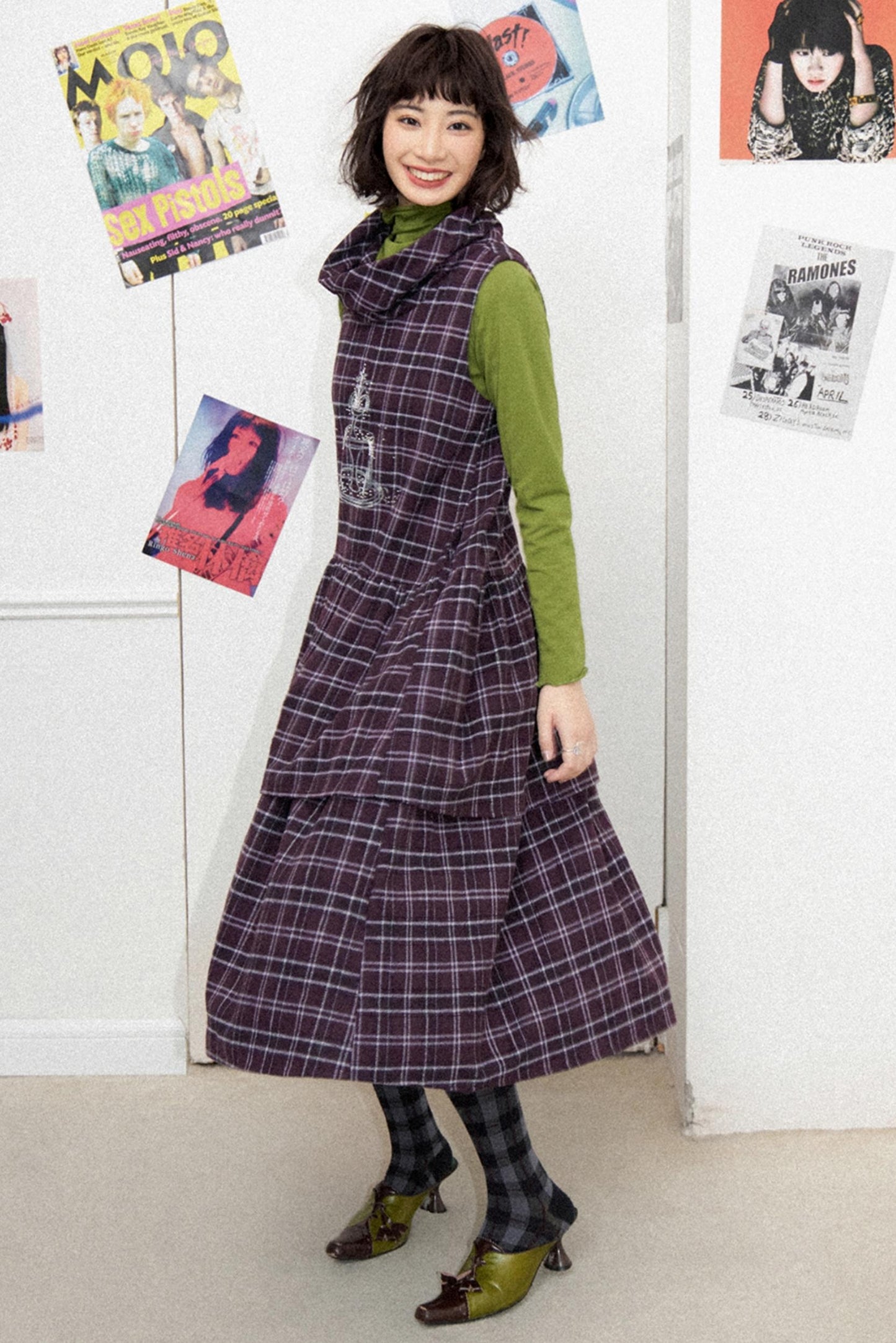 Illusion Plaid Tank Dress