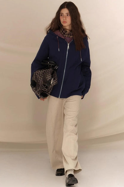 Layer Plaid Hooded Jacket