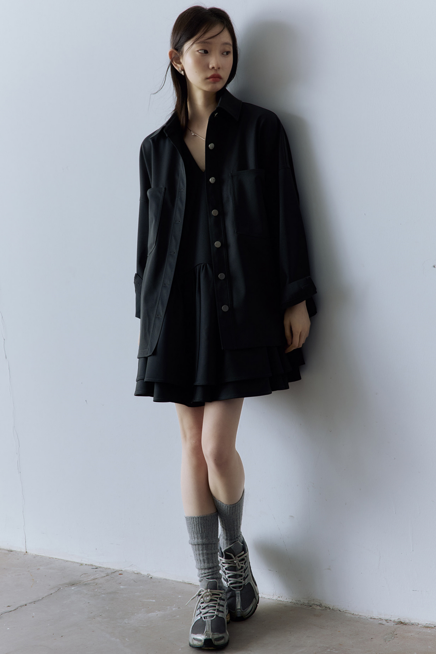 Oversize Hemdjacke aus Essigwolle