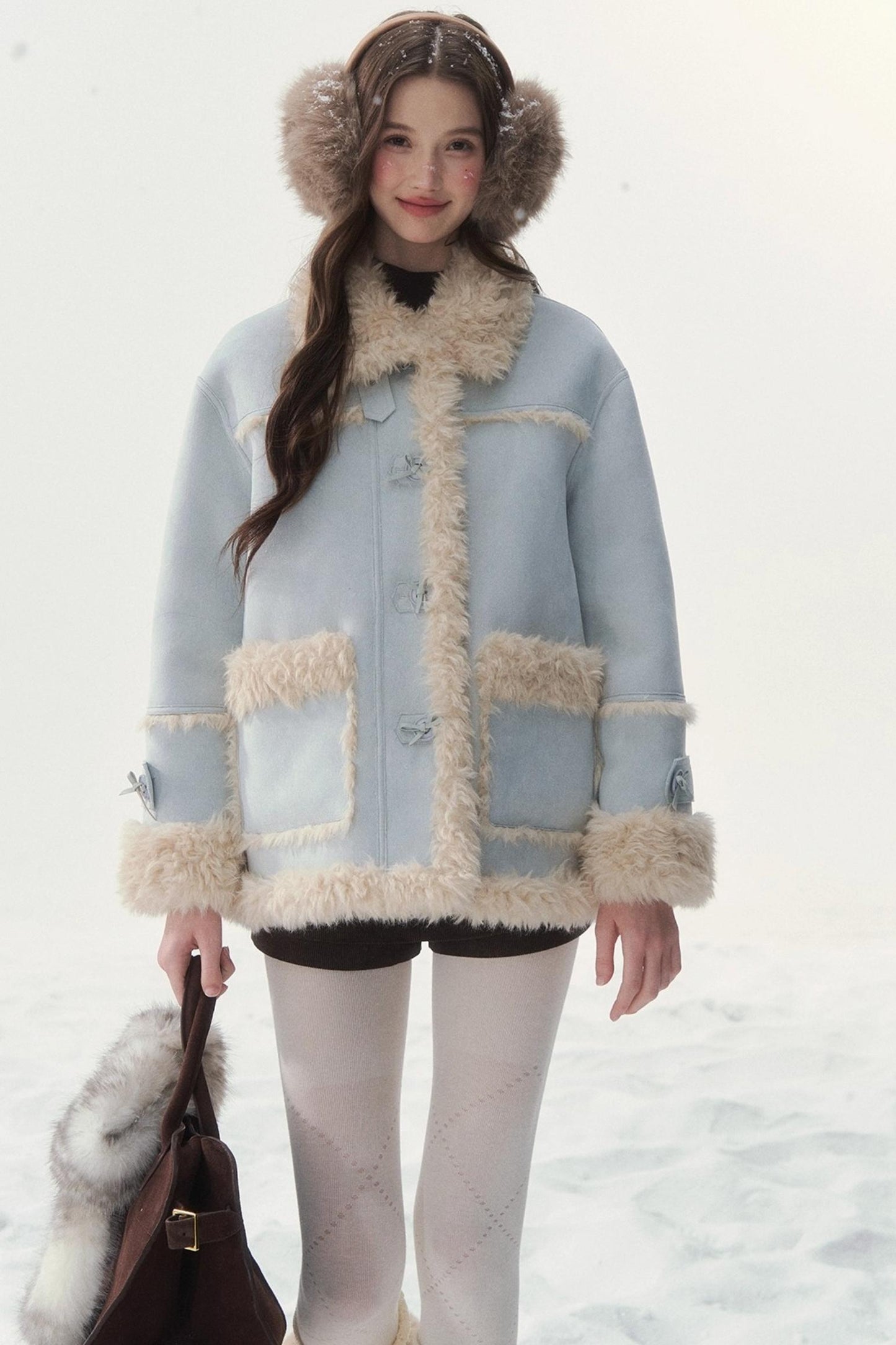 Pink and Blue Reversible Fur Coat