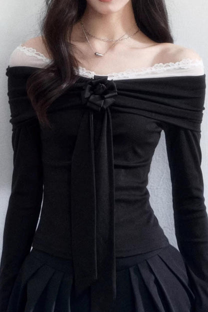 Nocturne Lace Off-Shoulder Top