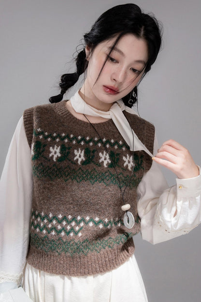 Contrasting Diamond Plaid Vest