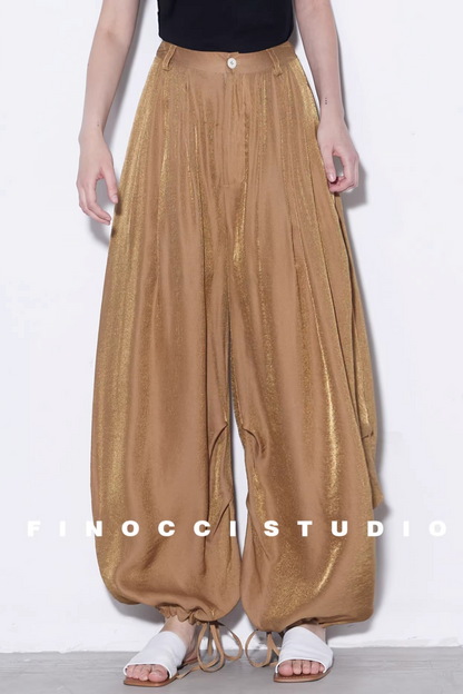 Mulberry Silk Shimmering Lantern Pants
