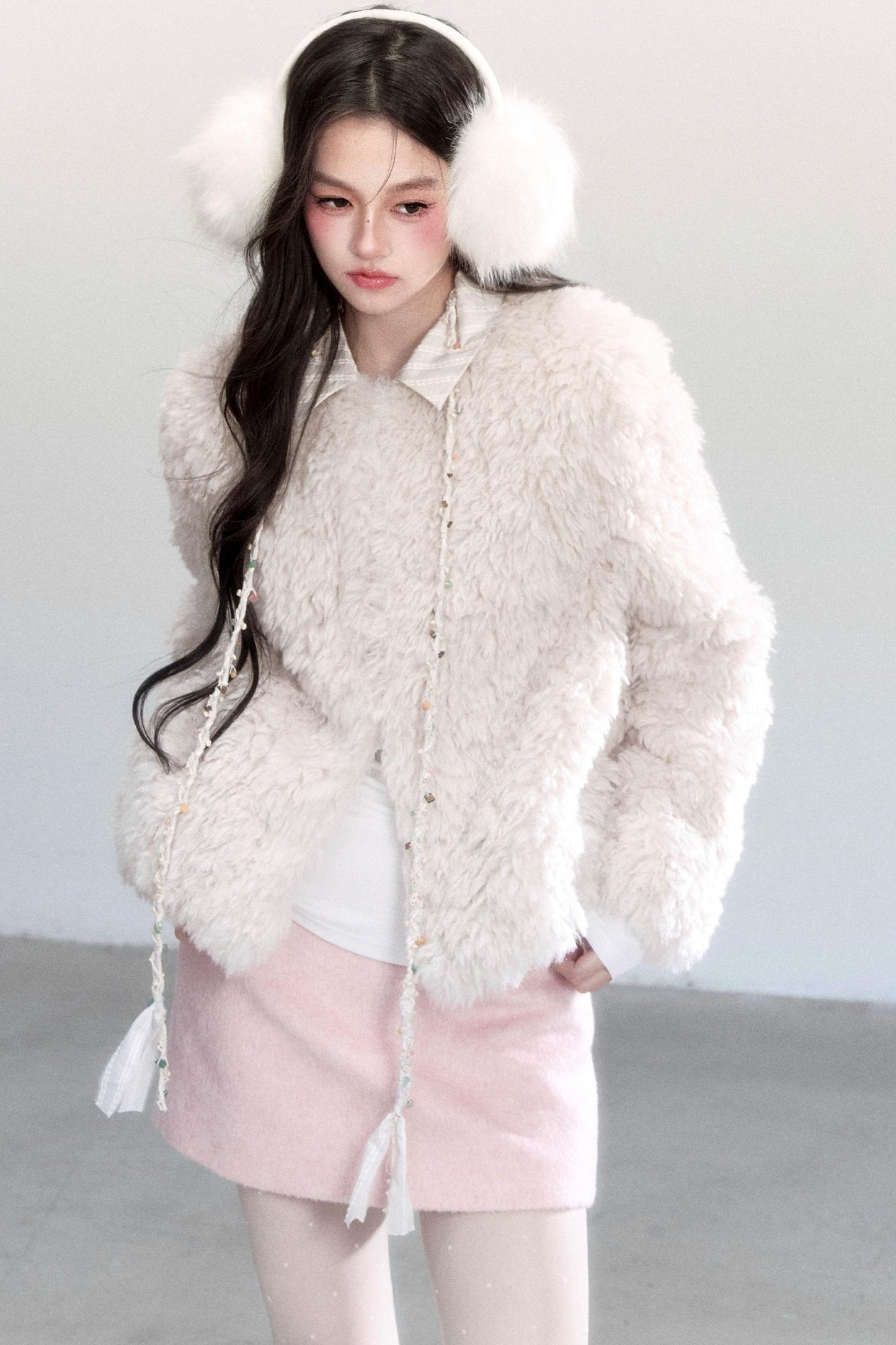 Luxury Shirt Collar Fur Jacket