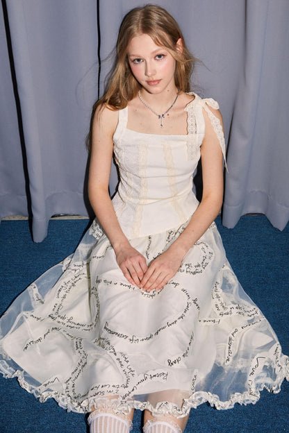 Lace Monogrammed Bustier Skirt