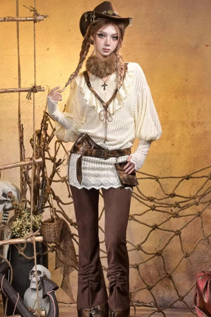 Punk Retro Knitted Dress Set-Up