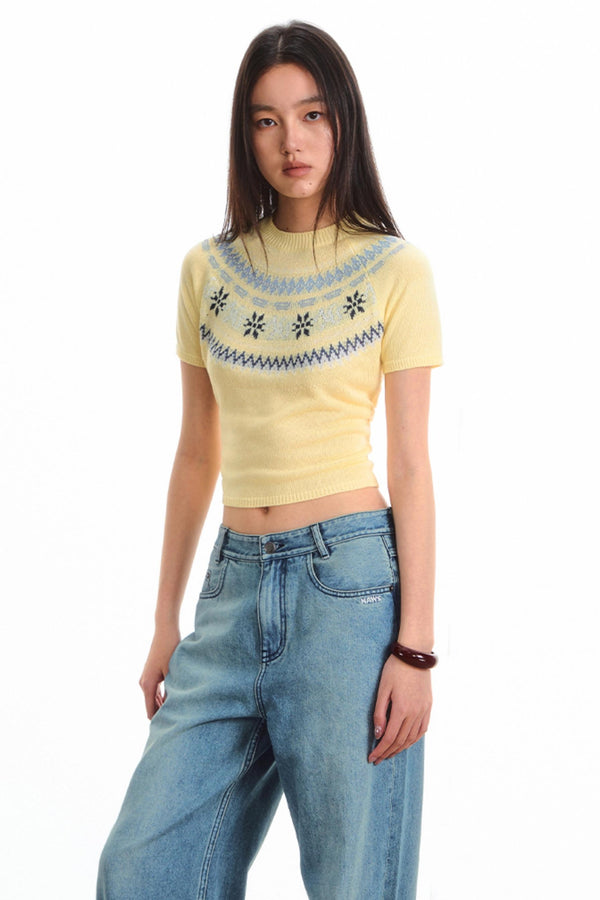 Fair Isle Slim Lace Tee