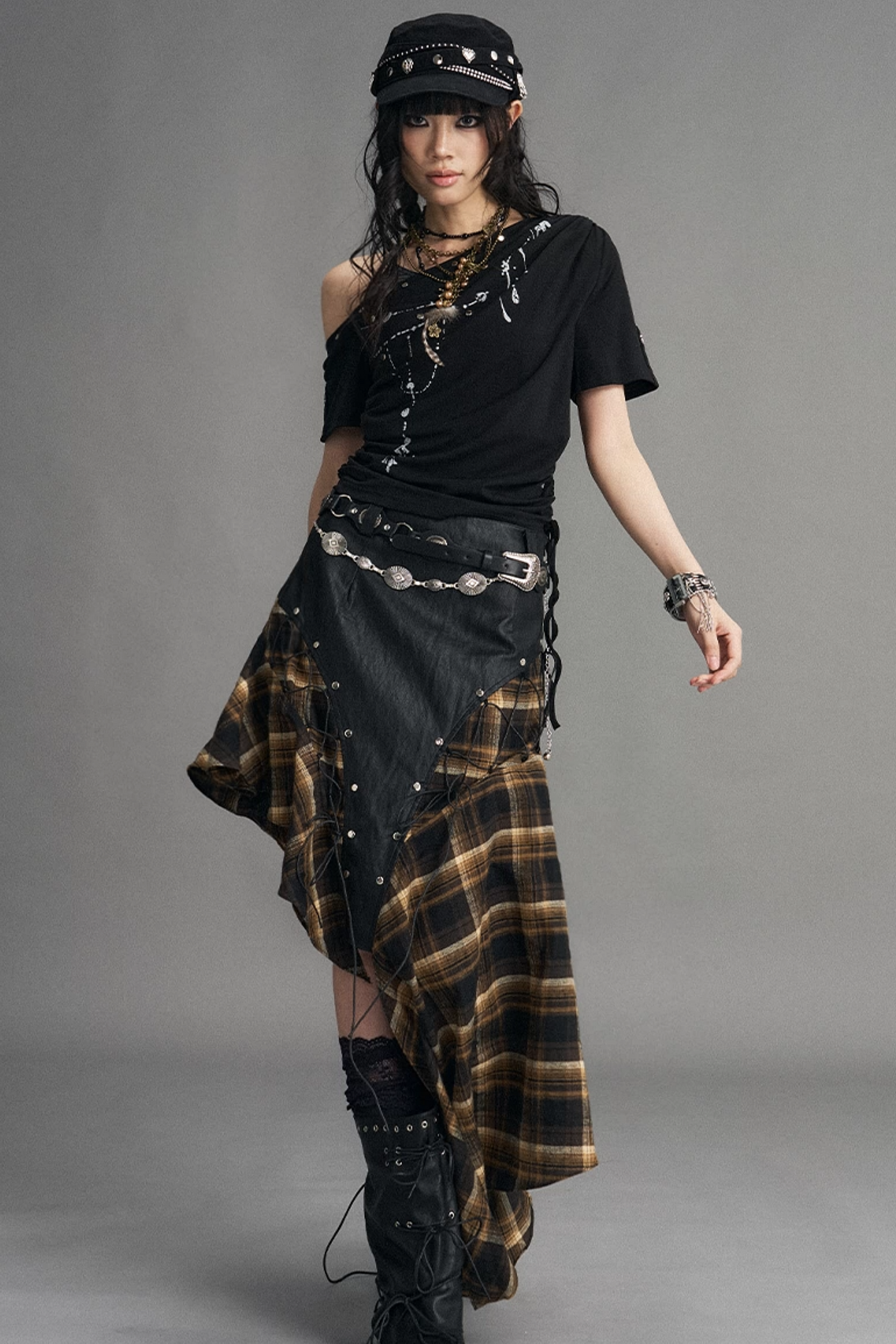 Punk Retro Plaid Skirt