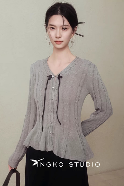 Ingko Cloud Gray Knit Cardigan