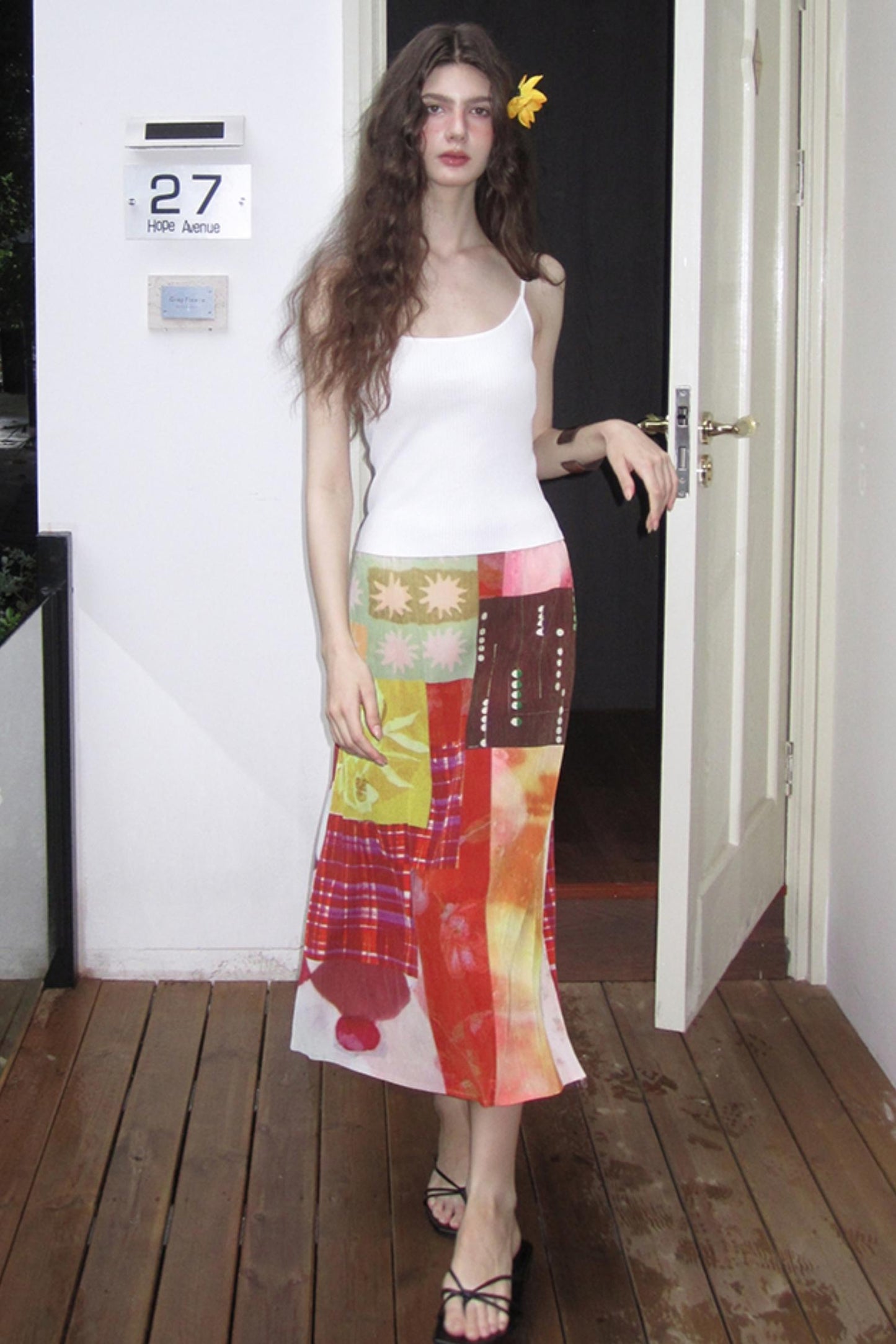 Sunset Tide Line Pleated Skirt