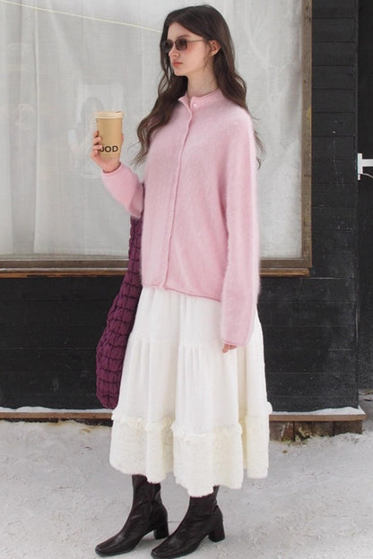 Elf White Wool Cashmere Cardigan Set-Up