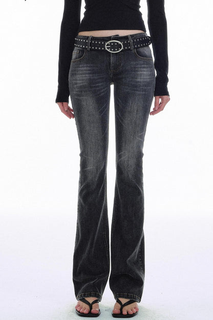 Retro Distressed Flared Denim Pants