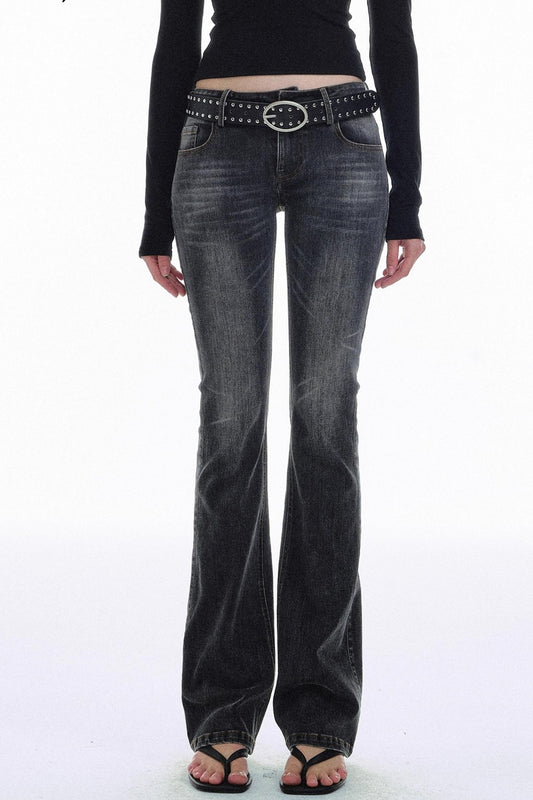 Retro Distressed Flared Denim Pants