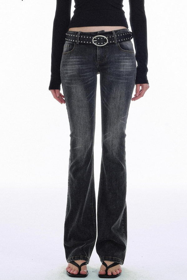 Retro Distressed Flared Denim Pants