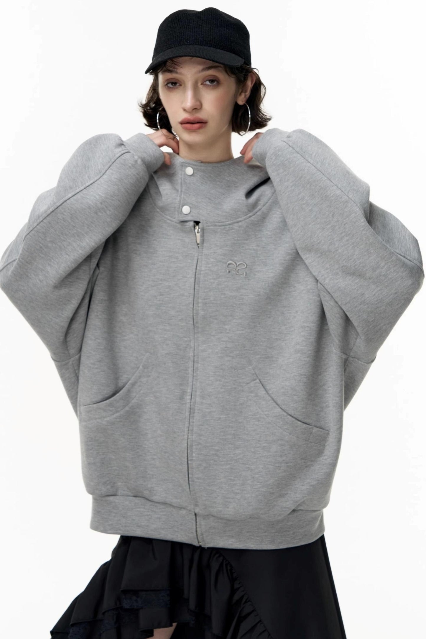 Casual Large Zip Hooded Cardigan