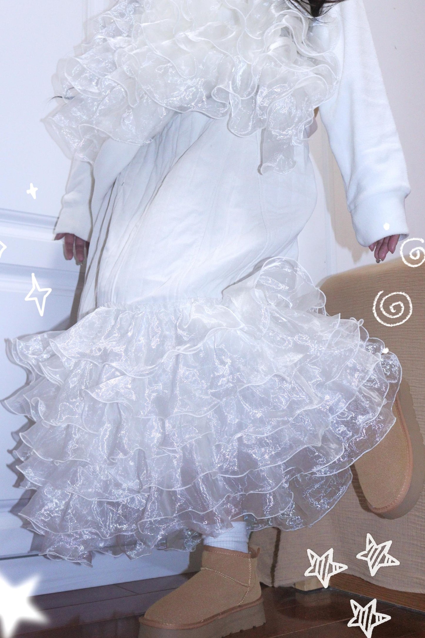 Corduroy Quilted Lace Skirt