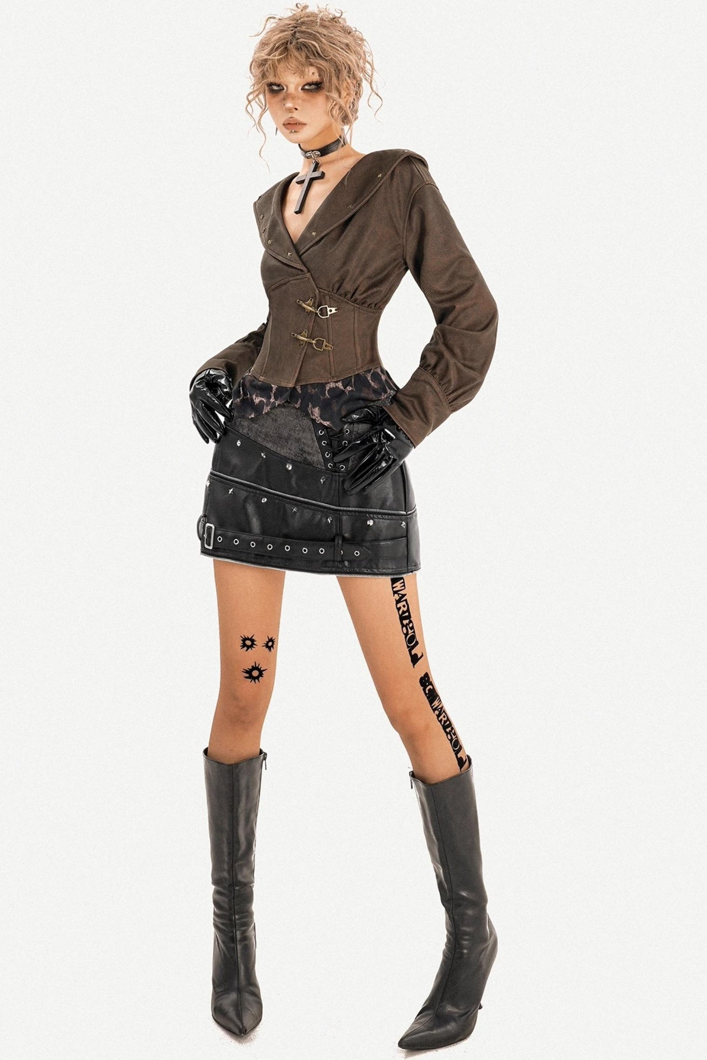 Black Leather A-Line Skirt