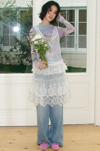 Veil Embroidery Lace Cover Up Dress