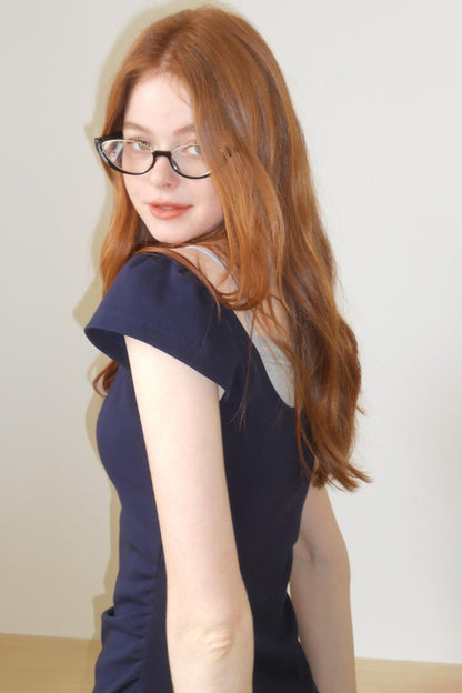 Lace Navy A-Line Dress