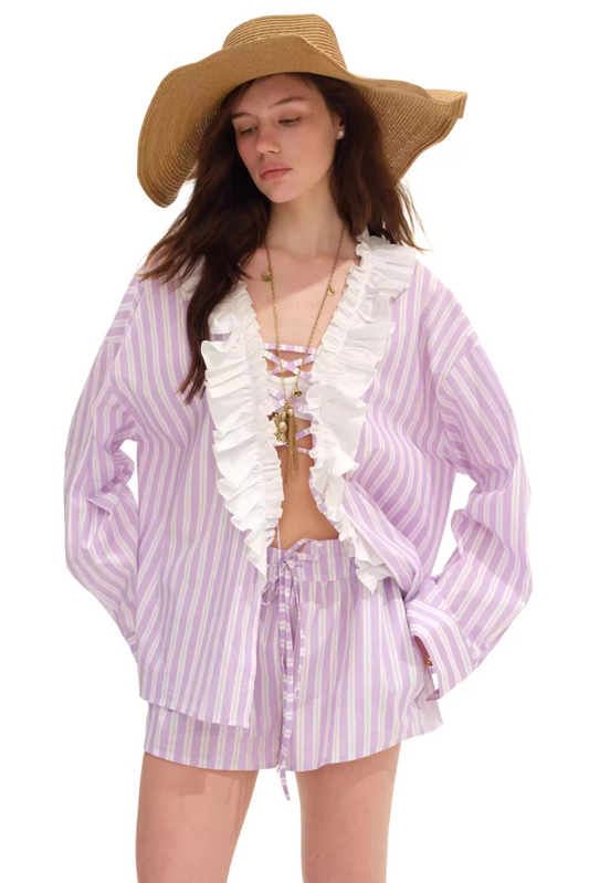 Sea Salt Blue Striped Shirt Set-Up