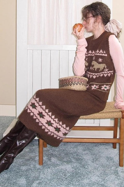 Alpaca Blend Vest Skirt Set