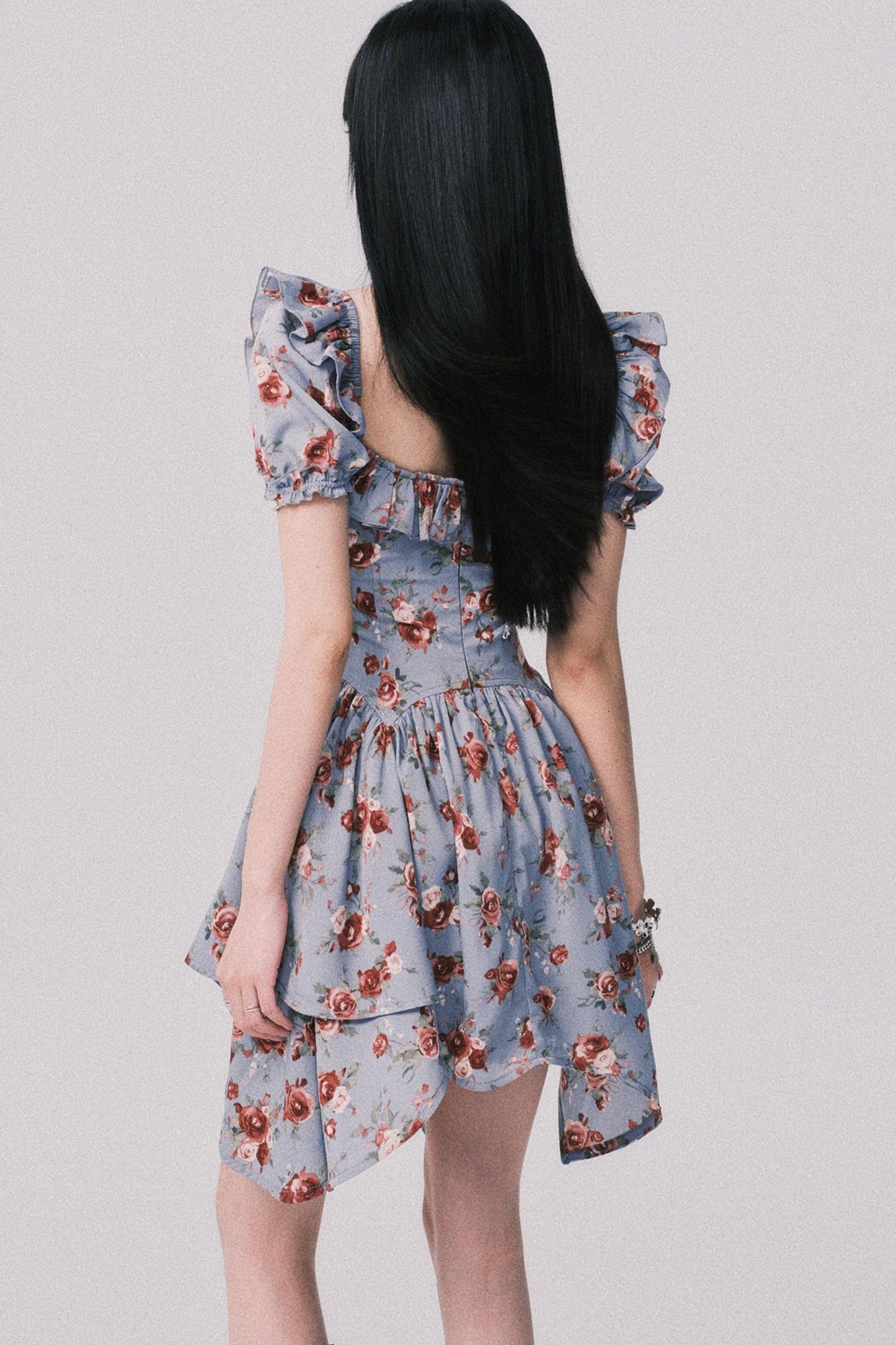 Asymmetrical Bubble Sleeve Dress