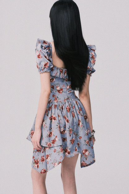 Asymmetrical Bubble Sleeve Dress