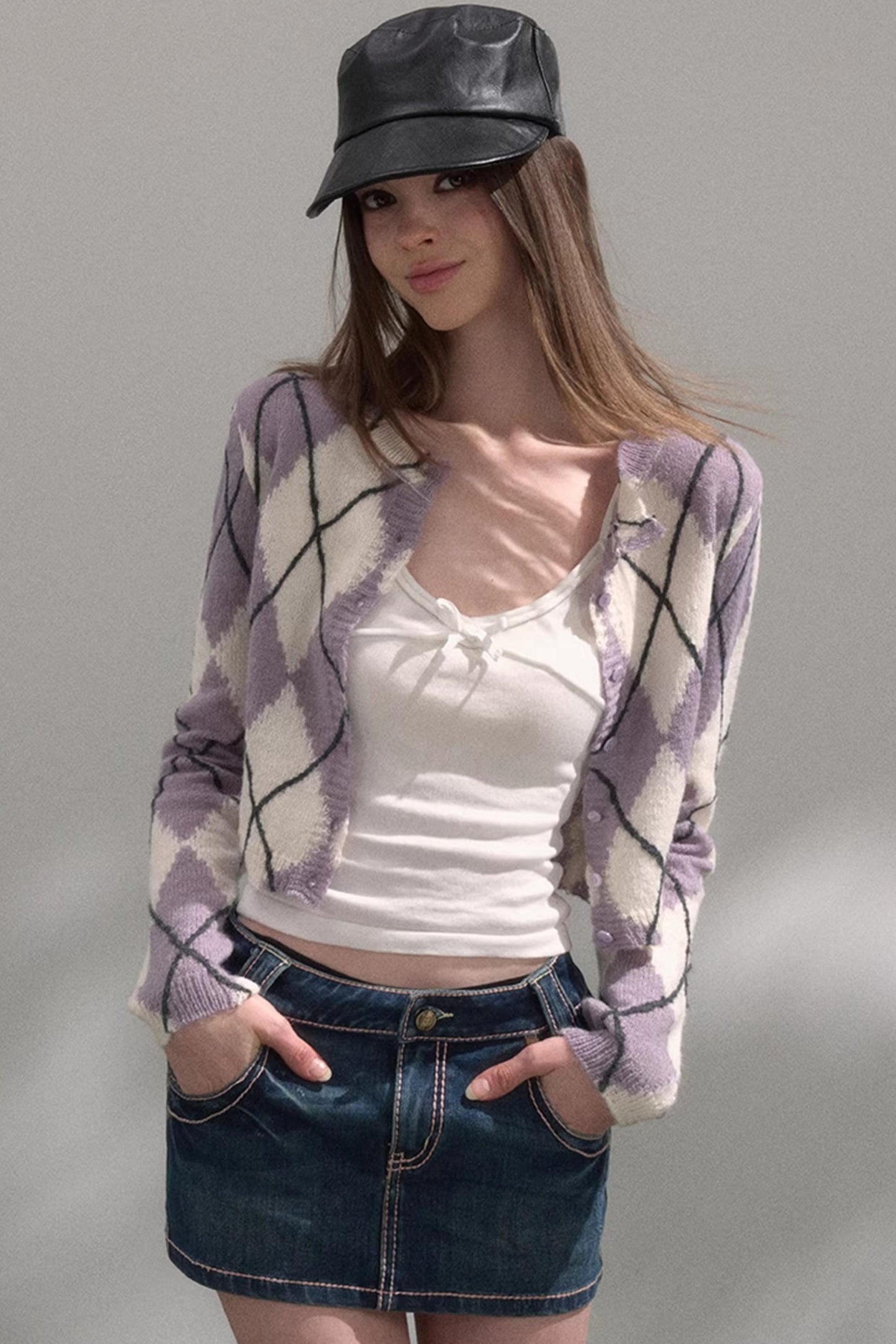 Retro Quilted Knit Sweater