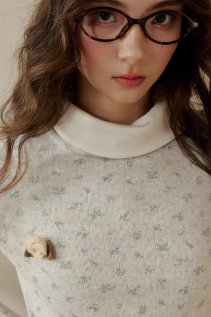 Floral Knit Long-Sleeve Top