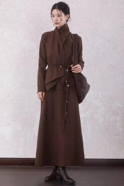 Chestnut Brown Knitted Sweater Set-Up