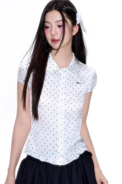 Vintage Polka Dot Lace Shirt