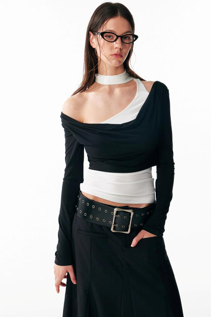 Contrast Patchwork Long Sleeve Top