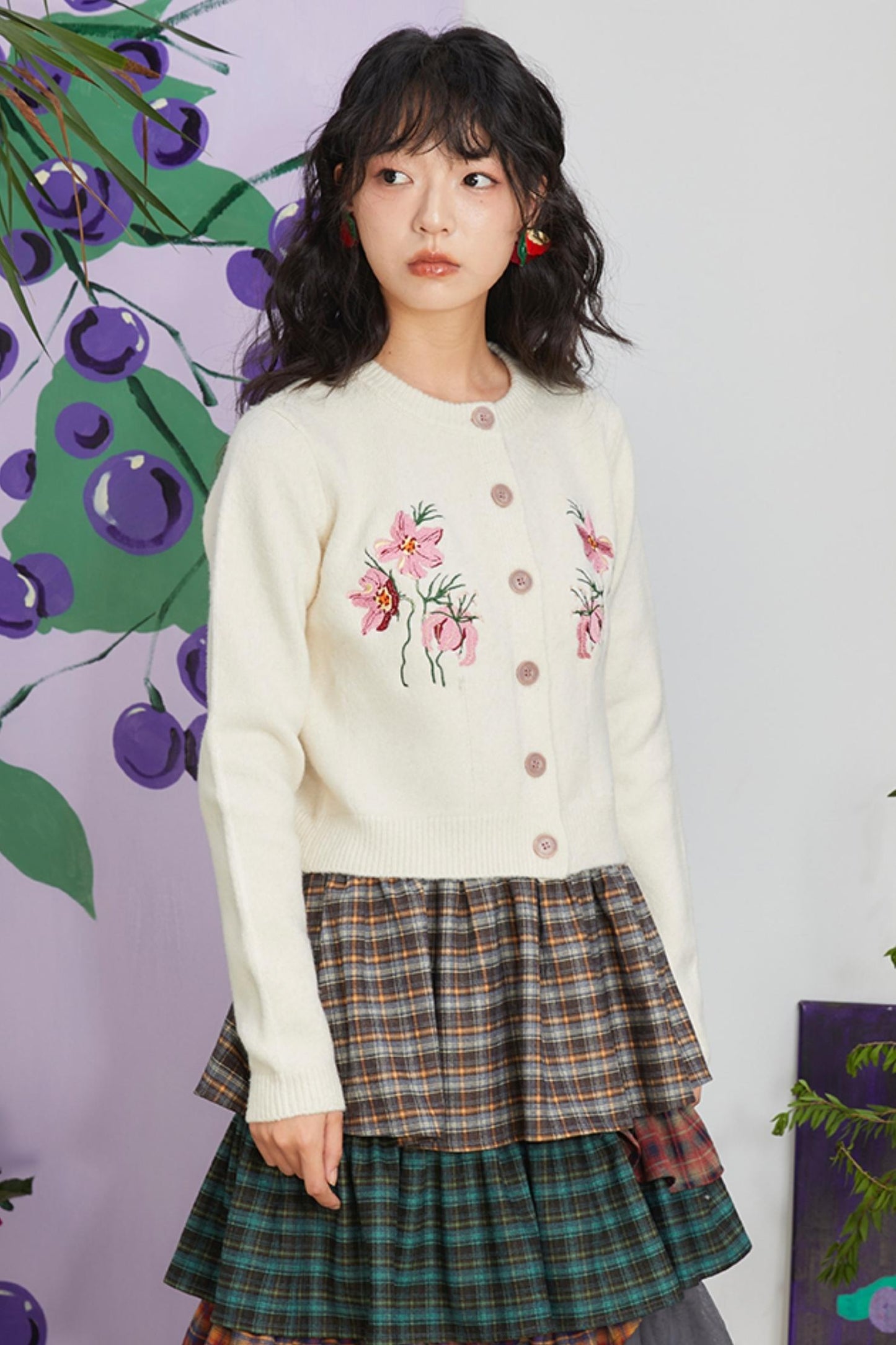 Milk White Sakura Knit Top