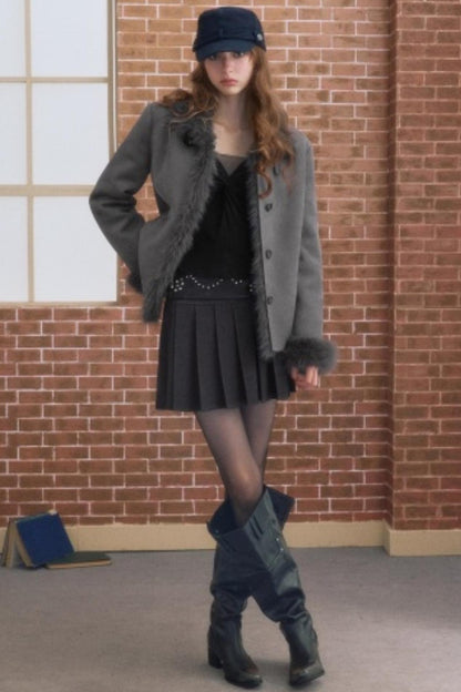 Winter Pleated Short Skirt