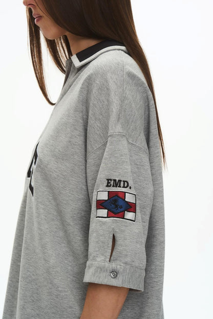 Retro Color-Block Letter Embroidered T-Shirt
